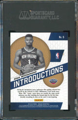 Pelicans Zion Williamson 2019 Panini Mosaic #5 Rookie Introductions Card 8 SGC