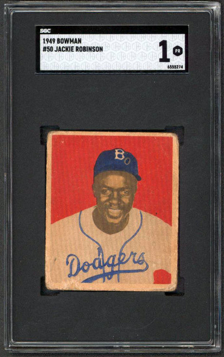 Dodgers Jackie Robinson 1949 Bowman #50 Rookie Card Graded 1 SGC Authentic