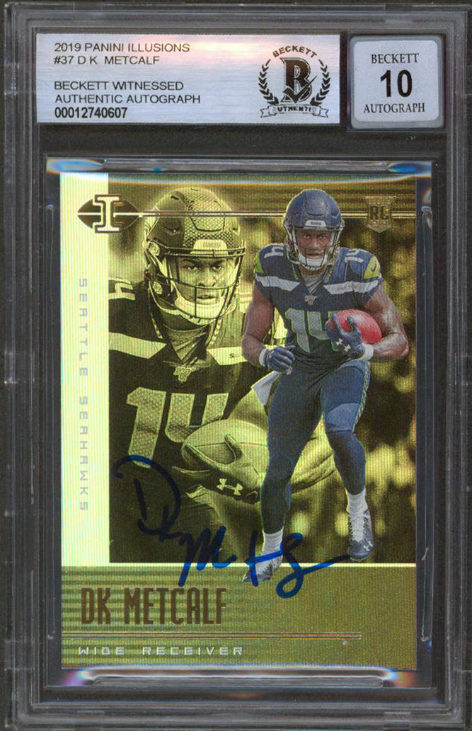 Seahawks DK Metcalf Signed 2019 Panini Illusions #37 RC Card Auto 10! BAS Slab