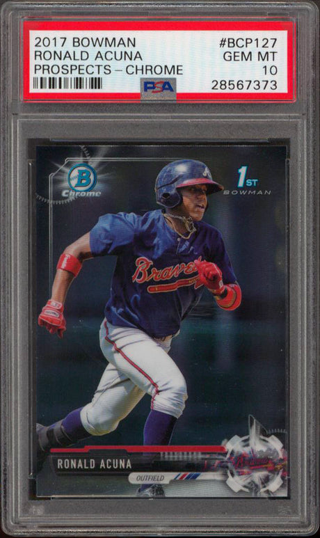 Braves Ronald Acuna Jr. 2017 Bowman Chrome #BCP127 Rookie Card Grade 10 PSA Slab