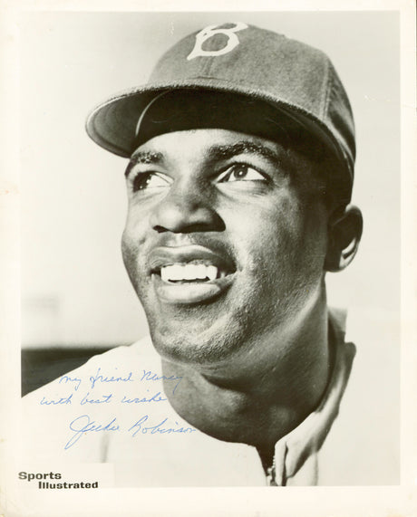 Dodgers Jackie Robinson "Best Wishes" Signed 8x10 B&W Photo JSA #YY12506