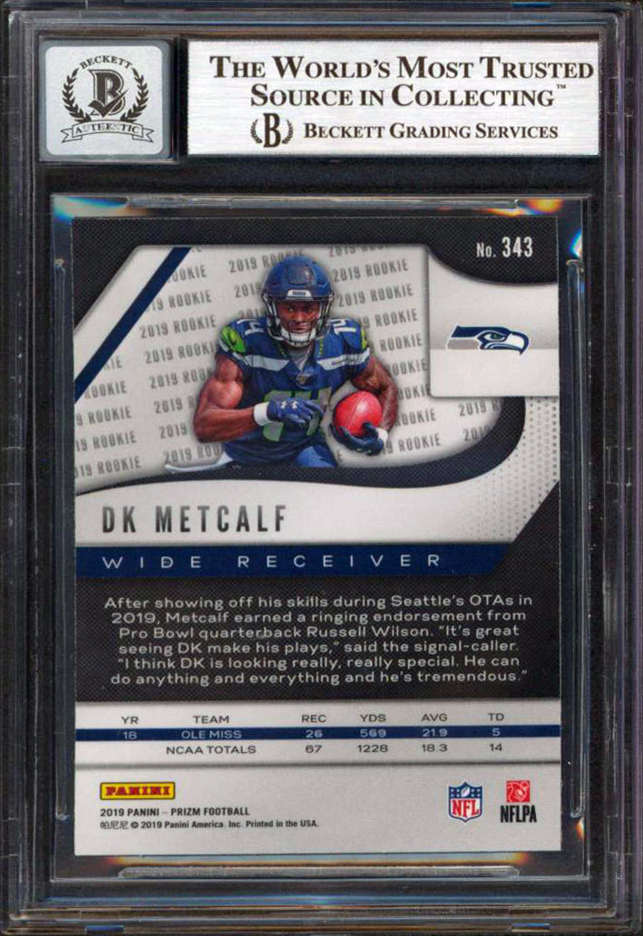 Seahawks DK Metcalf Signed 2019 Panini Prizm #343 RC Auto 10! BAS Slabbed