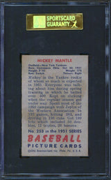 Yankees Mickey Mantle 1951 Bowman #253 Rookie Card Graded Good 2 SGC Authentic