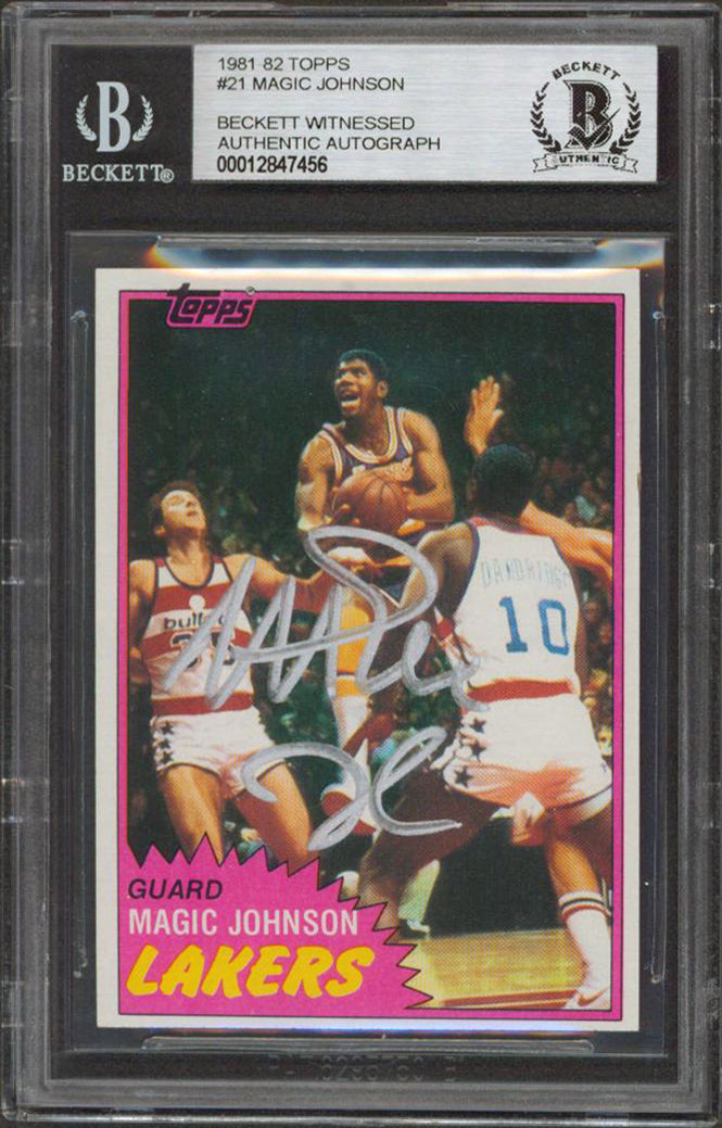 Lakers Magic Johnson Authentic Signed 1981 Topps #21 Card BAS Slabbed #12847456