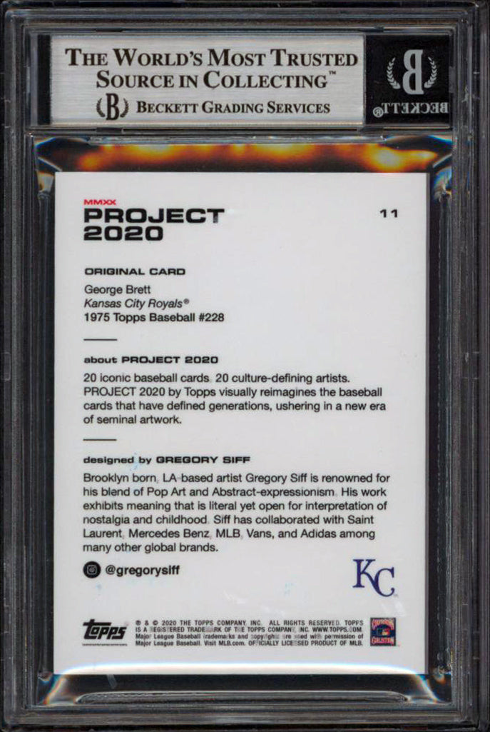 Royals George Brett Authentic Signed 2020 Topps Project 2020 #11 Card BAS Slab