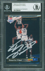 Magic Shaquille O'Neal Signed 1992 Upper Deck #1 Rookie Card BAS Slabbed