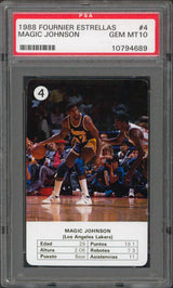 Lakers Magic Johnson 1988 Fournier Estrellas #4 Card Graded Gem 10! PSA Slabbed