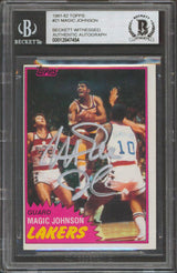 Lakers Magic Johnson Authentic Signed 1981-82 Topps #21 Card BAS Slabbed