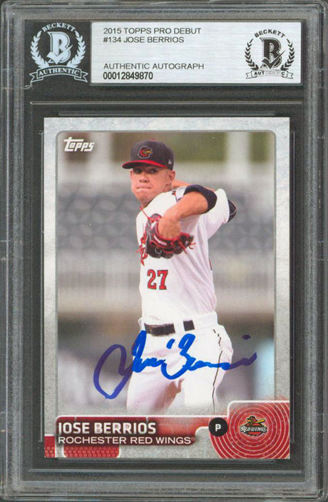 Twins Jose Berrios Authentic Signed 2015 Topps Pro Debut #134 Card BAS Slabbed