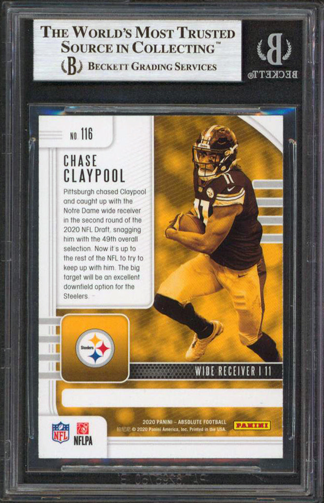 Steelers Chase Claypool Authentic Signed 2020 Absolute #116 RC Card BAS Slabbed