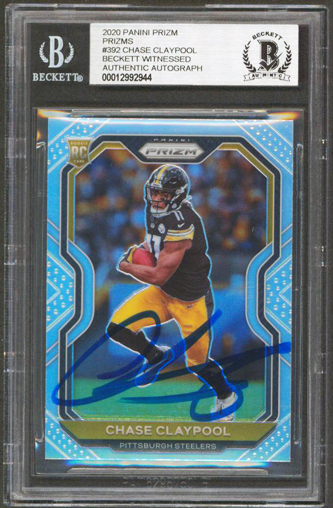 Steelers Chase Claypool Signed 2020 Panini Prizm Prizms #392 RC Card BAS Slab 1