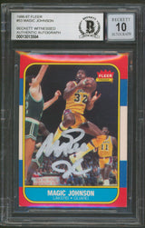 Lakers Magic Johnson Authentic Signed 1986 Fleer #53 Card Auto 10! BAS Slabbed