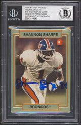 Broncos Shannon Sharpe Signed 1990 Action Packed Rookie Update #46 Card BAS Slab