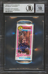 Lakers Magic Johnson Signed 1980 Topps Singles #18 Card Auto 10! BAS Slabbed