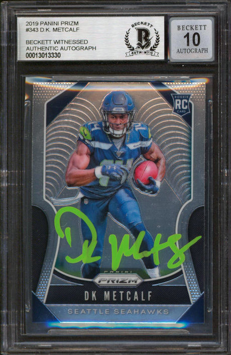 Seahawks DK Metcalf Signed 2019 Panini Prizm #343 RC Card Auto 10 BAS Slabbed