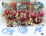 Buccaneers Warren Sapp, John Lynch & Mike Alstott Signed 11x14 Photo BAS Witness