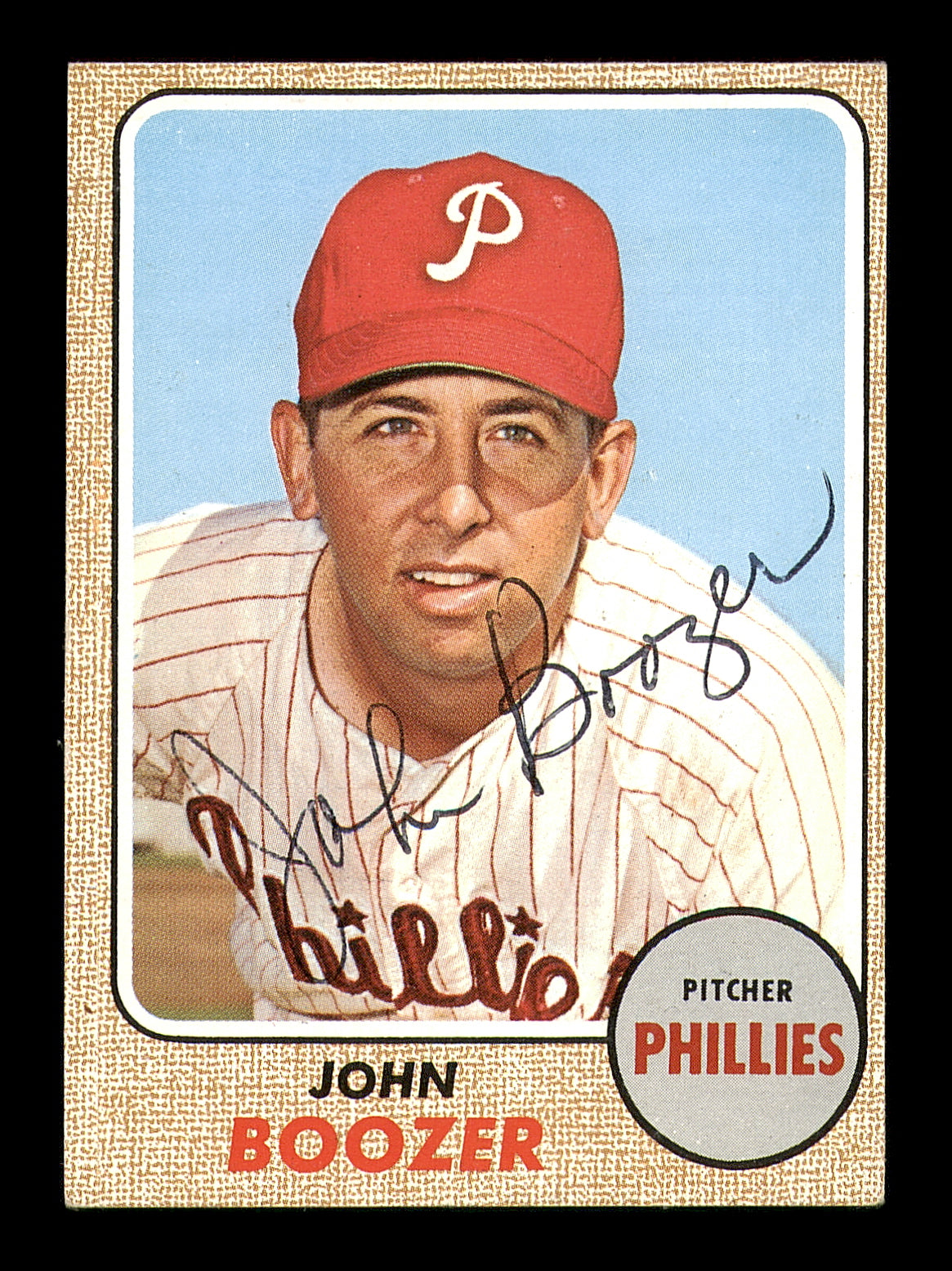 John Boozer Autographed 1968 Topps Card #173 Philadelphia Phillies SKU #183056