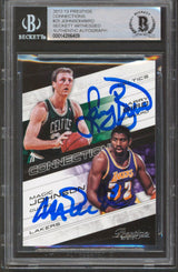 Magic Johnson & Larry Bird Signed 2012 Prestige Connections #25 Card BAS Slabbed