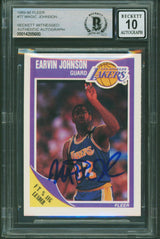 Lakers Magic Johnson Authentic Signed 1989 Fleer #77 Card Auto 10! BAS Slabbed