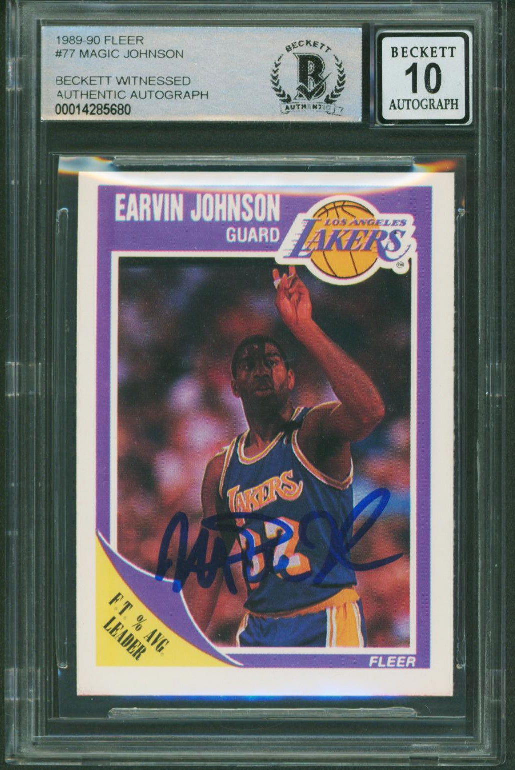 Lakers Magic Johnson Authentic Signed 1989 Fleer #77 Card Auto 10! BAS Slabbed