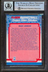 Lakers Magic Johnson Signed 1988 Fleer Stickers #6 Card Auto 10! BAS Slabbed