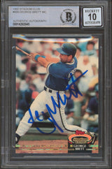 Royals George Brett Signed 1992 Stadium Club #609 MC Card Auto 10! BAS Slabbed