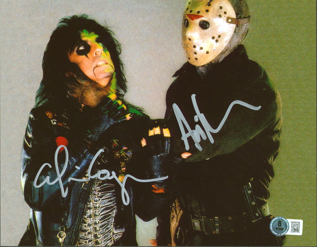 Alice Cooper & Ari Lehman Friday The 13th Signed 8x10 Photo BAS Witnessed