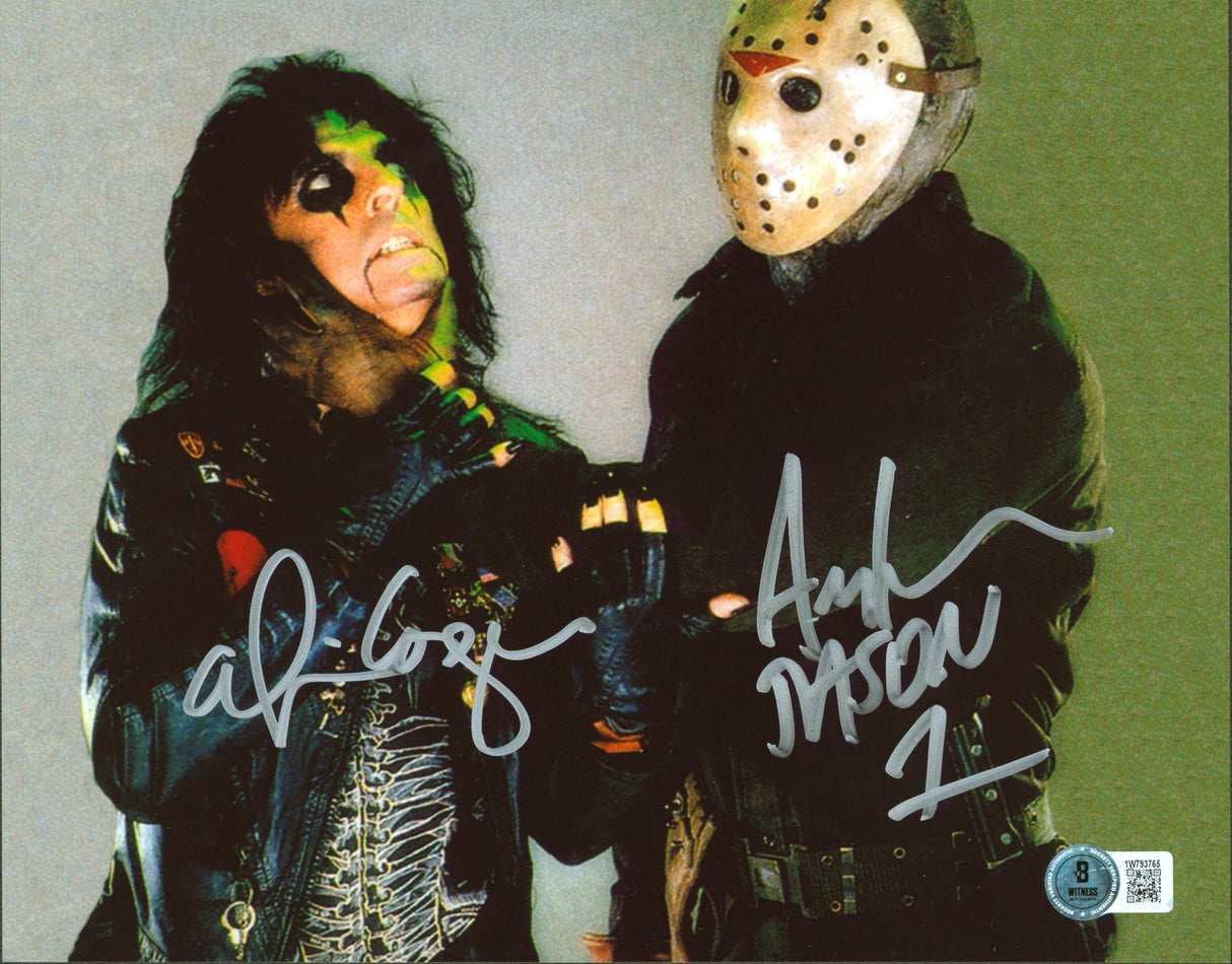 Alice Cooper & Ari Lehman Friday The 13th "Jason 1" Signed 8x10 Photo BAS Wit