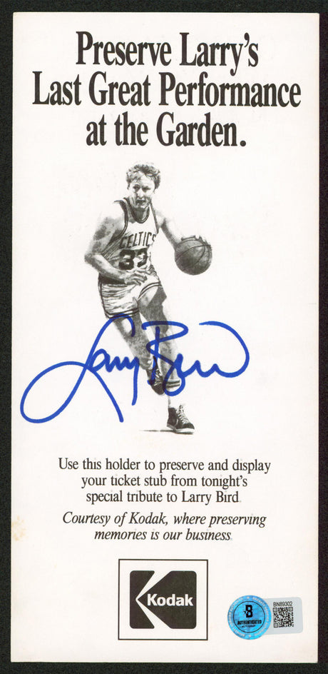 Celtics Larry Bird Night Flyer Authentic Signed Autographed BAS #BN89302