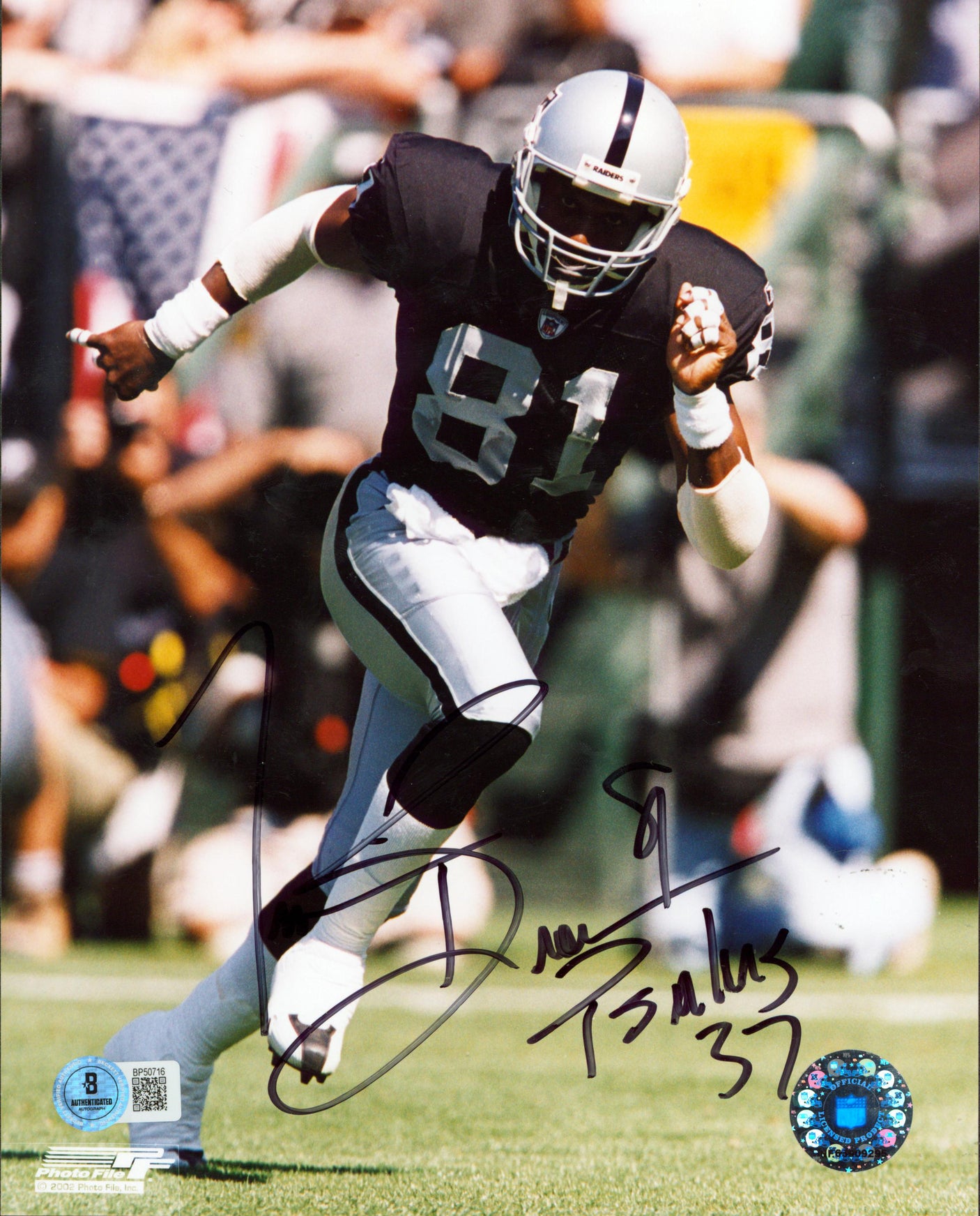 Raiders Tim Brown "Psalms 37" Authentic Signed 8x10 Photo BAS #BP50716