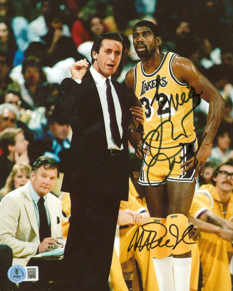 Lakers Magic Johnson & Pat Riley Authentic Signed 8x10 Photo BAS #2W438265