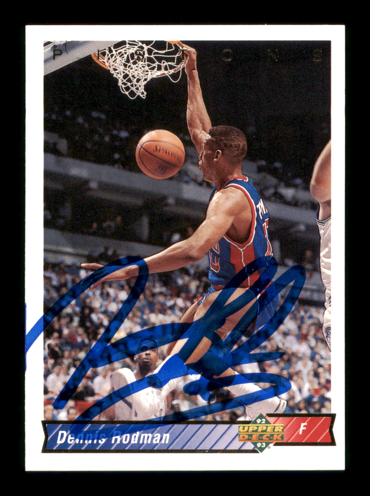 Dennis Rodman Autographed 1992-93 Upper Deck Card #242 Detroit Pistons SKU #190488