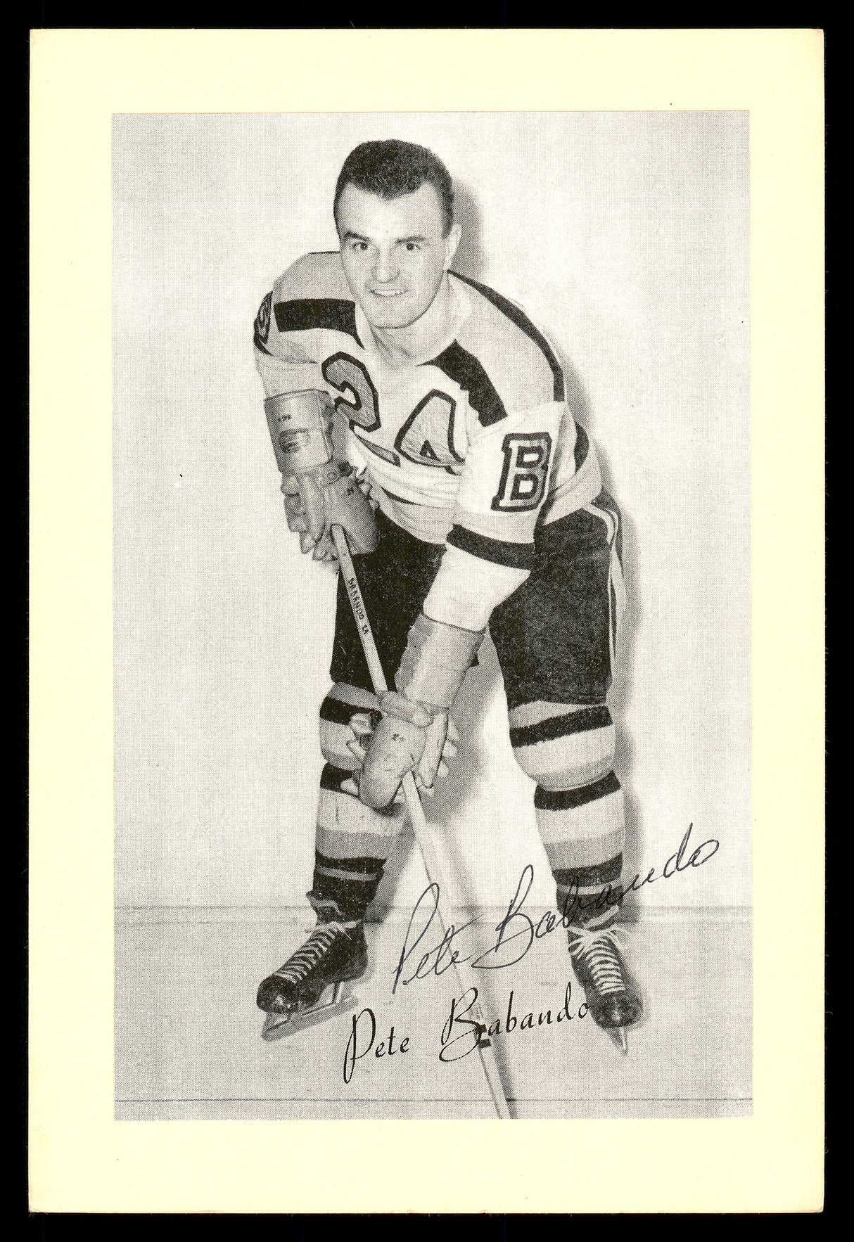 Pete Babando Autographed 1944-63 Beehive Group 2 4.5x6.5 Photo Boston Bruins SKU #176774