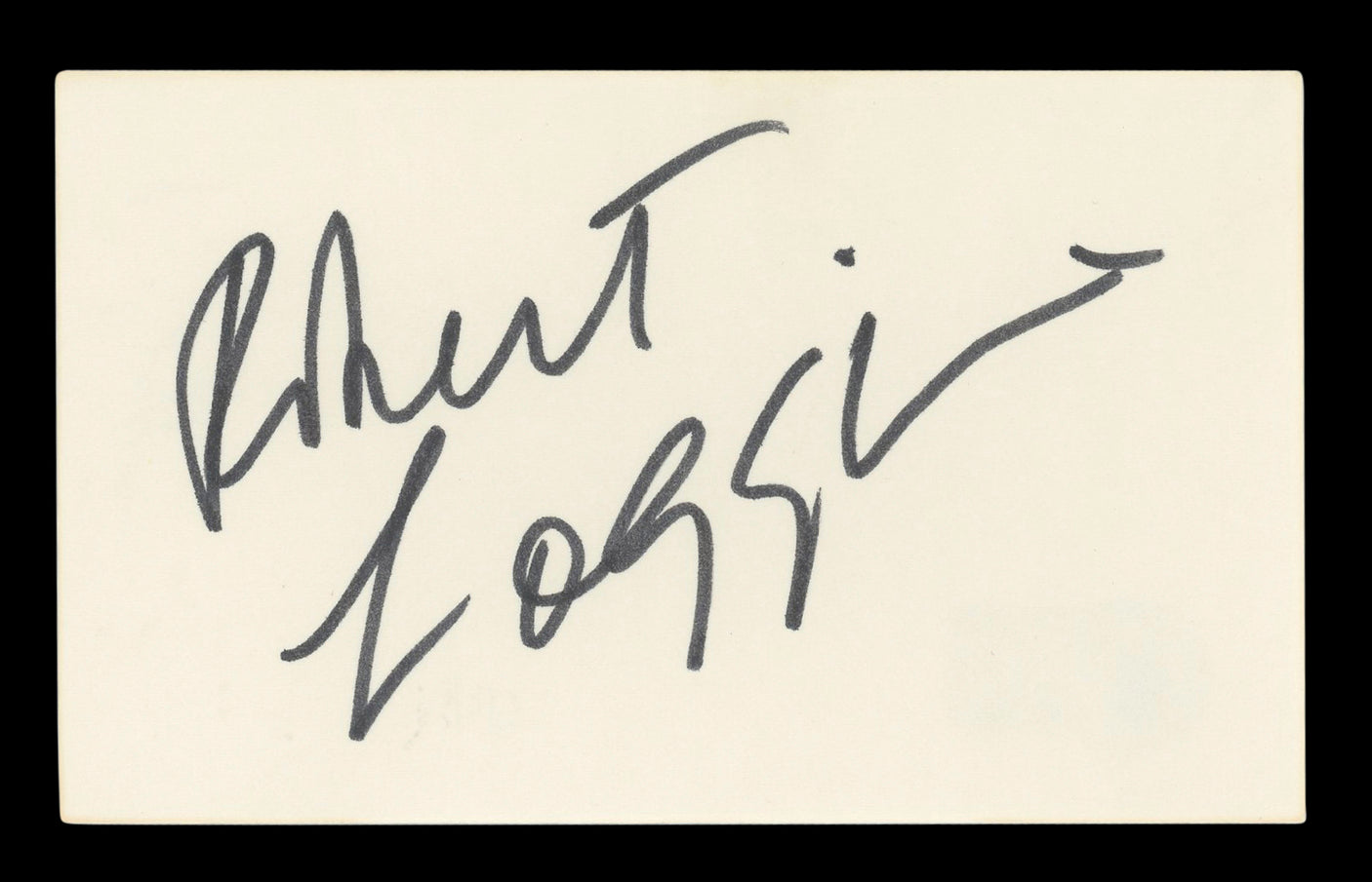 Robert Loggia Big Authentic Signed 3x5 Index Card Autographed BAS #BL96589