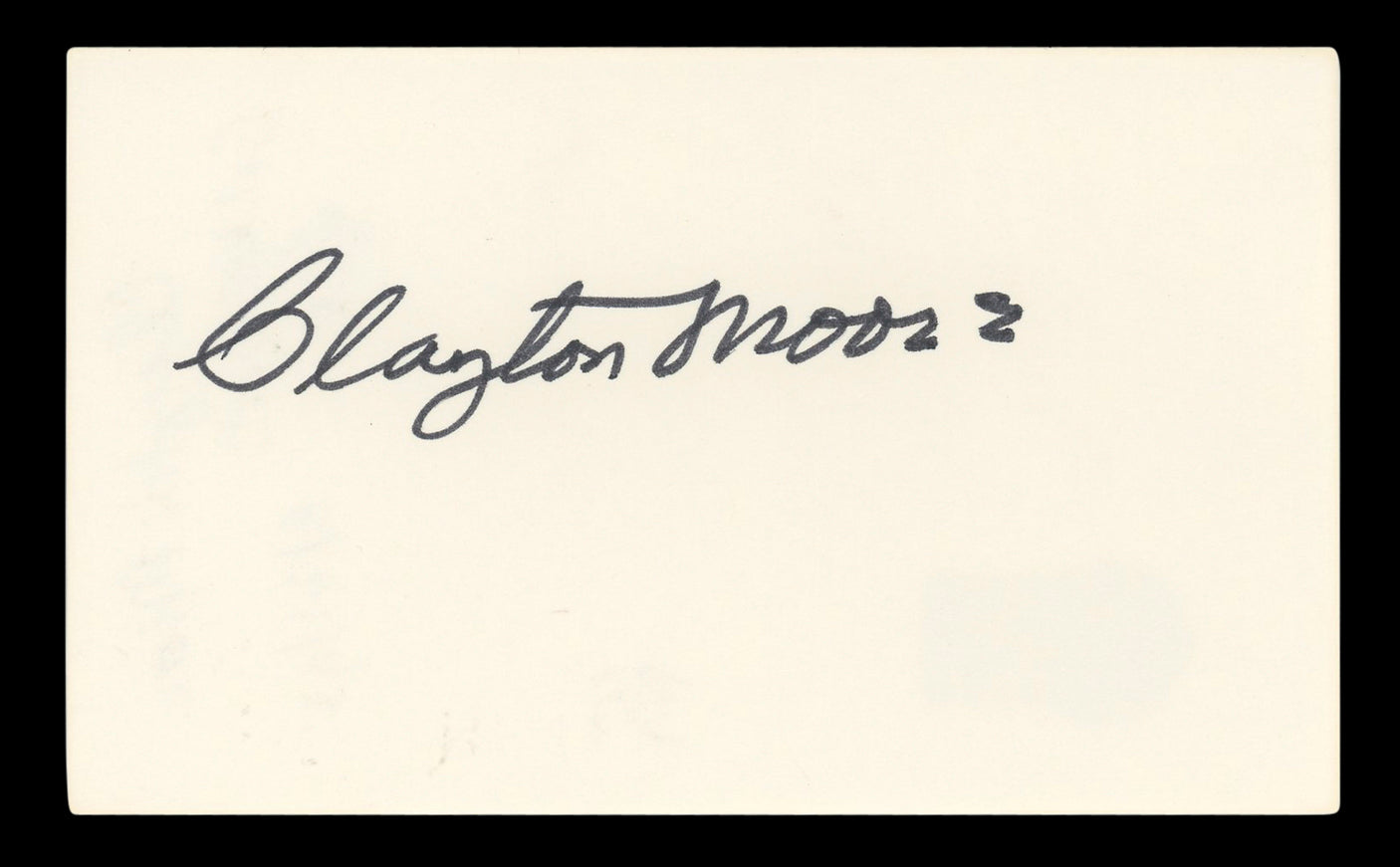 Clayton Moore The Lone Ranger Authentic Signed 3x5 Index Card BAS #BL96567