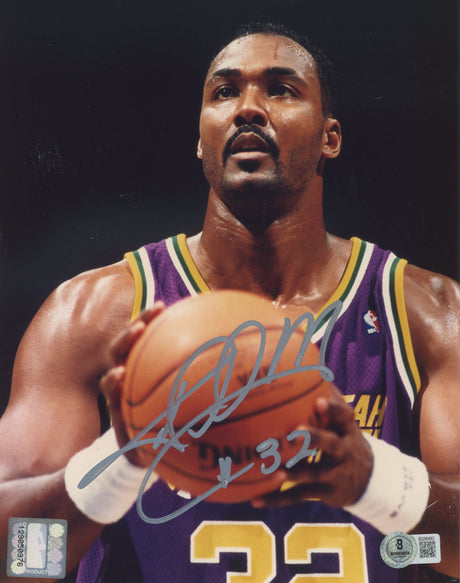 Jazz Karl Malone Authentic Signed 8x10 Photo Autographed BAS #BQ98483