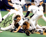 Ken Griffey Jr. Autographed 8x10 Photo Seattle Mariners 1995 Dogpile Beckett BAS & MCS Holo Stock #196960