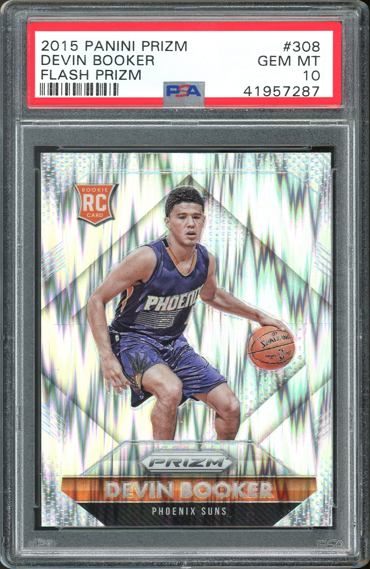 Suns Devin Booker 2015 Panini Prizm Flash #308 Rookie Card Gem 10 PSA Slabbed