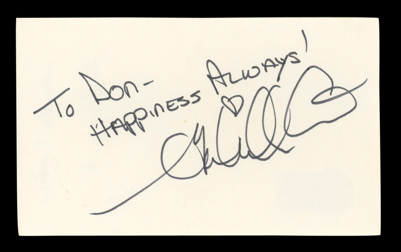 Gabrielle Carteris Beverly Hills 90210 To Don Signed 3x5 Index Card BAS #BL96673