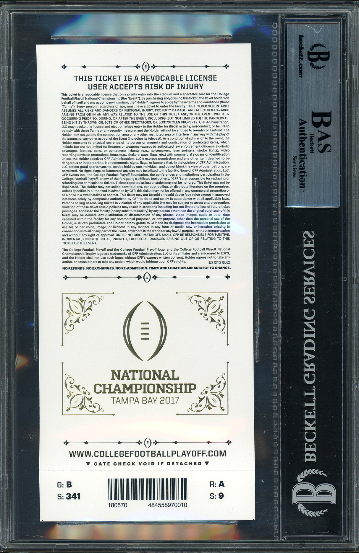 Deshaun Watson Autographed 2017 National Championship Game Silver Ticket Clemson Tigers Beckett BAS Stock #121059