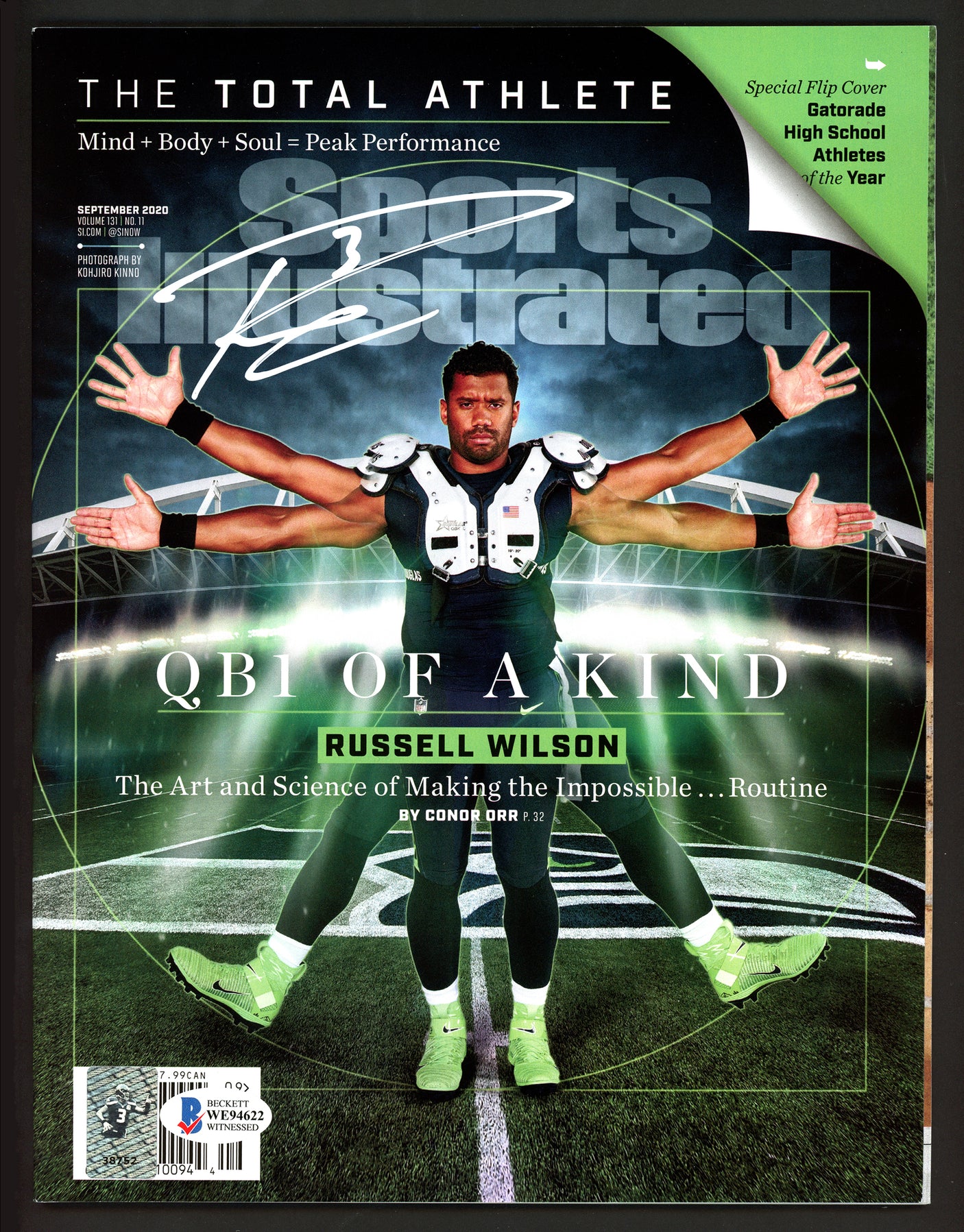 Russell Wilson Autographed Sports Illustrated Magazine Seattle Seahawks Signed in White RW Holo & Beckett BAS Stock #182296