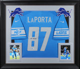 Lions Sam LaPorta Authentic Signed Blue Nike Limited Framed Jersey BAS Witnessed