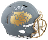 Chiefs Travis Kelce Signed Slate Full Size Speed Proline Helmet w/ Case BAS Wit