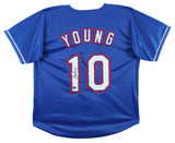 Michael Young Authentic Signed Blue Pro Style Jersey Autographed BAS Witnessed