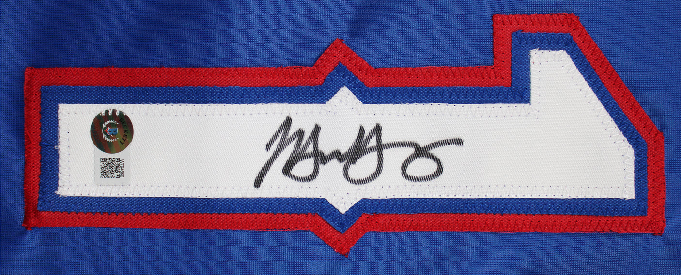 Michael Young Authentic Signed Blue Pro Style Jersey Autographed BAS Witnessed