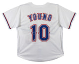 Michael Young Authentic Signed White Pro Style Jersey Autographed BAS Witnessed