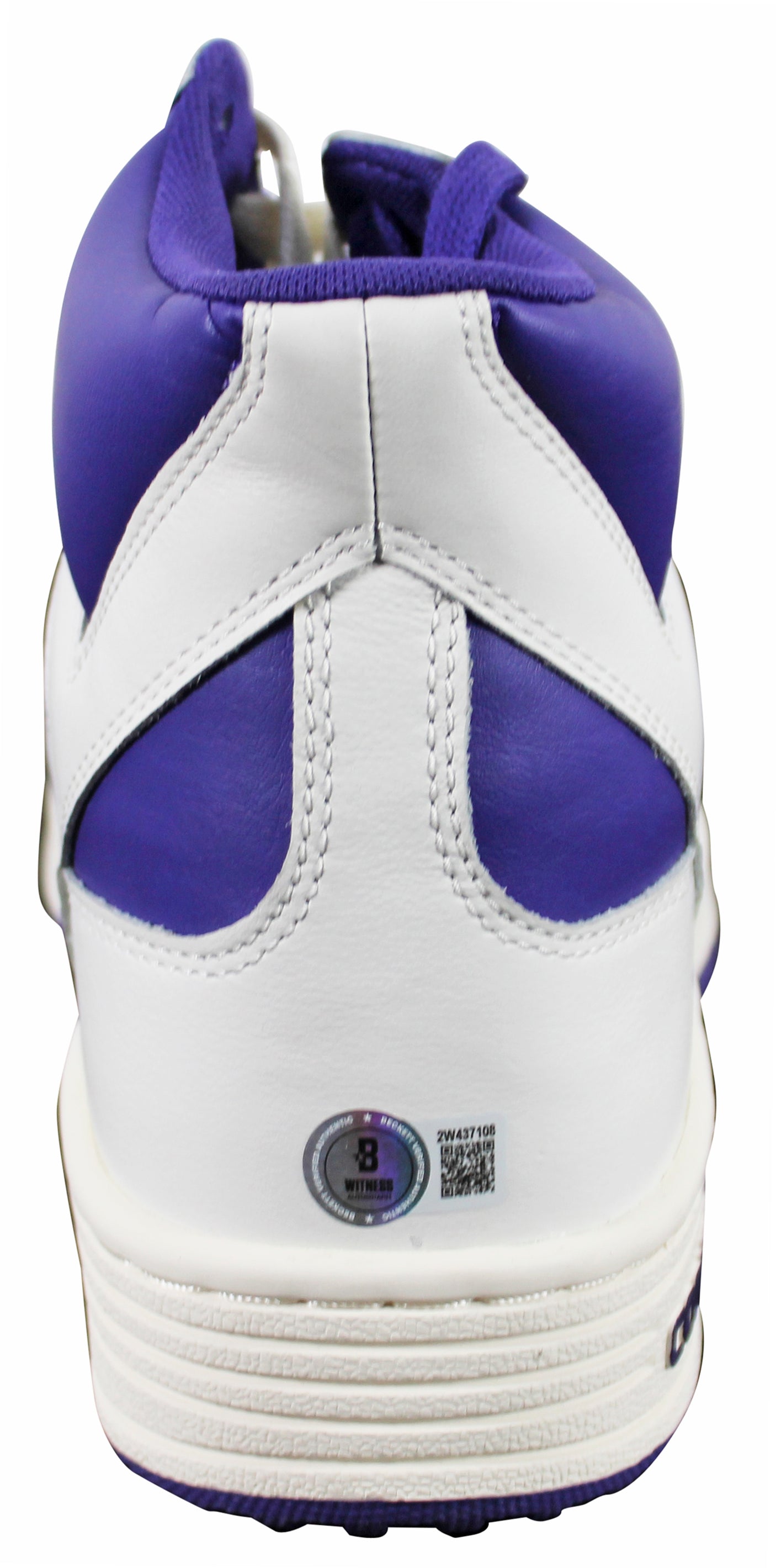 Magic Johnson Signed Right Purple & White Converse Weapon Shoe W/ Case BAS Wit 2