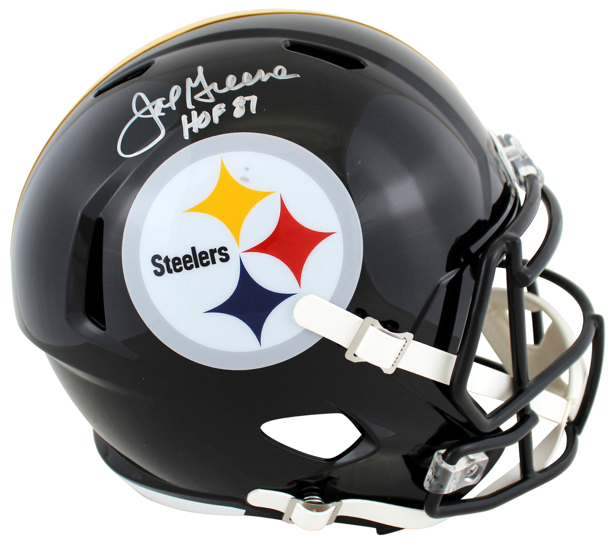 Steelers Joe Greene "HOF 87" Signed Full Size Speed Rep Helmet W/ Case BAS Wit