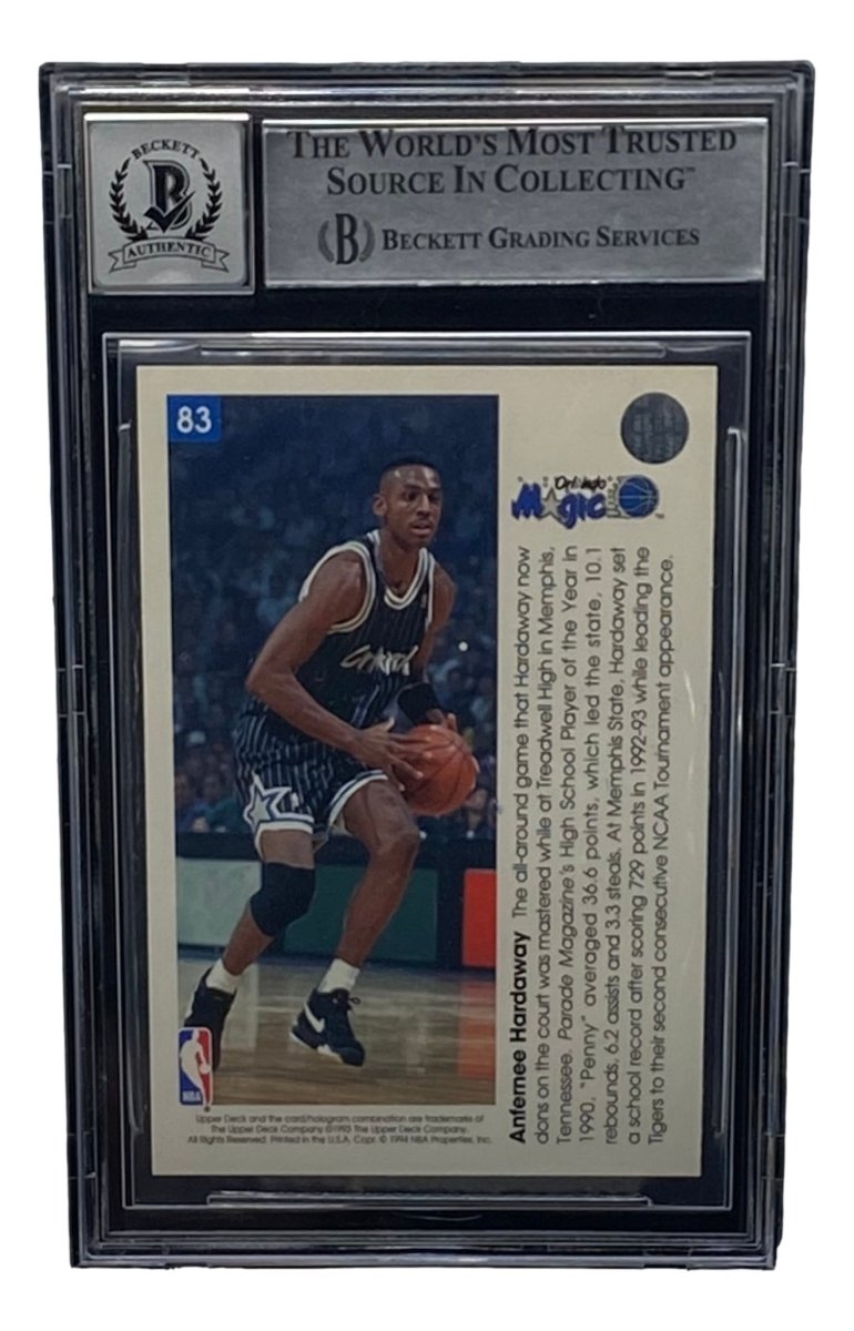 Penny Hardaway Signed Slabbed Orlando Magic 1993 - 94 UD Pro View #83 BAS Grade 10 - Sports Integrity