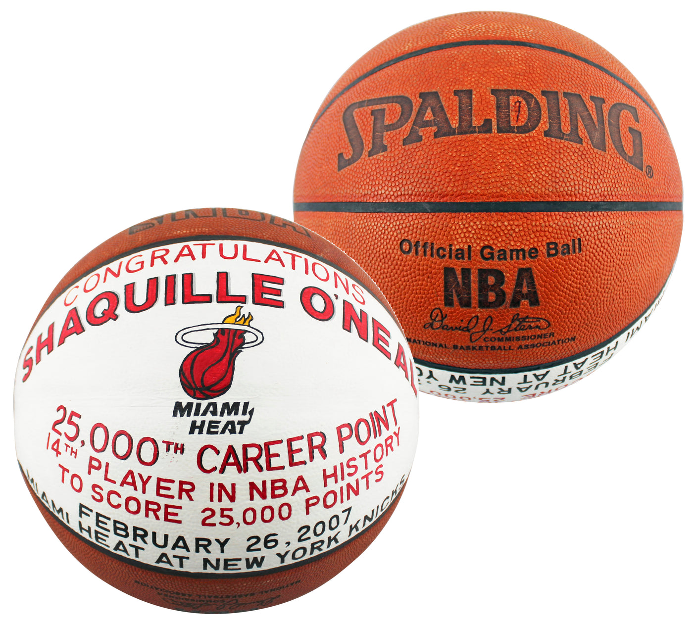 Shaquille O'Neal Game Used 25,000 Career Pts Scored Game Spalding NBA Basketball